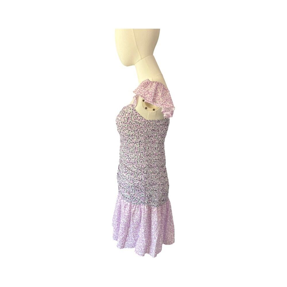 French Connection Lilac Floral Mini Dress Size 2 Smocked Ruffle Hem NWT - Picture 7 of 14